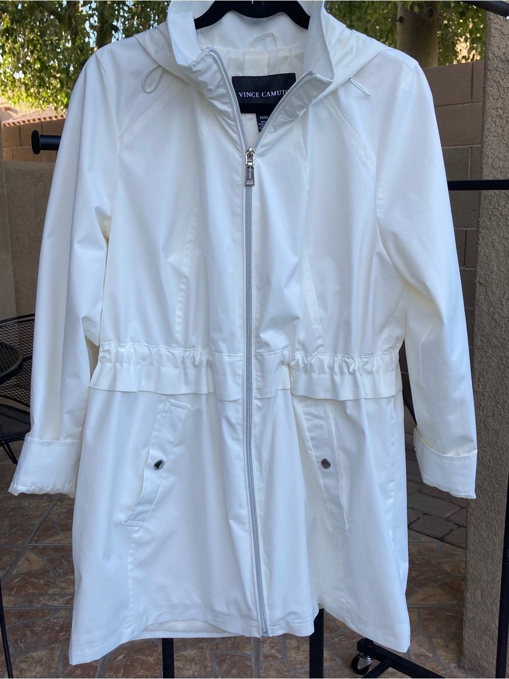 Vince Camuto White Hooded Utility Jacket Medium Lightweight Coastal Luxury - Picture 3 of 9